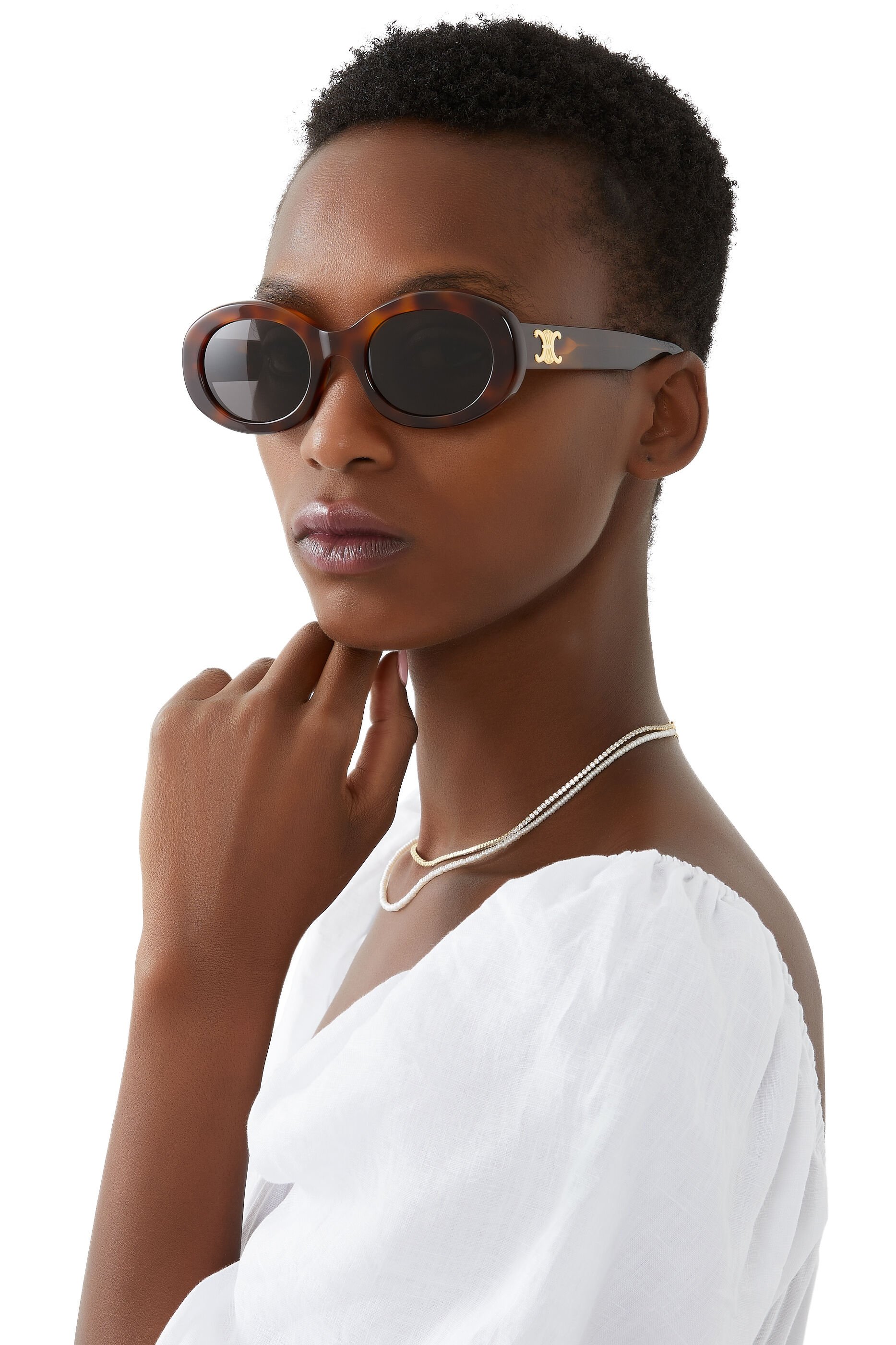 Céline - Oversized Oval Sunglasses in Acetate - White - Sunglasses - Céline  Eyewear - Avvenice