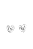 Classic Small Heart Baguette Diamond Stud Earring