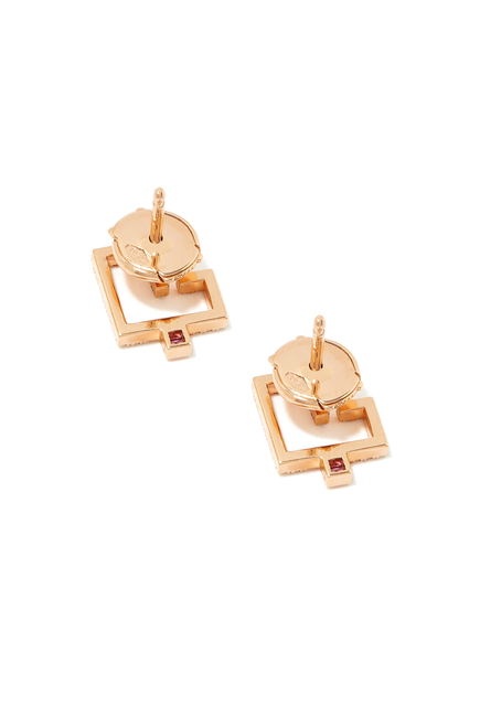 Hubb Stud Earrings, 18k Rose Gold with Diamonds & Pink Sapphires