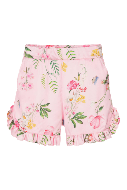Kids Floral Ruffled Shorts