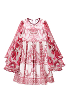 Kids Majolica-Print Silk Chiffon Dress