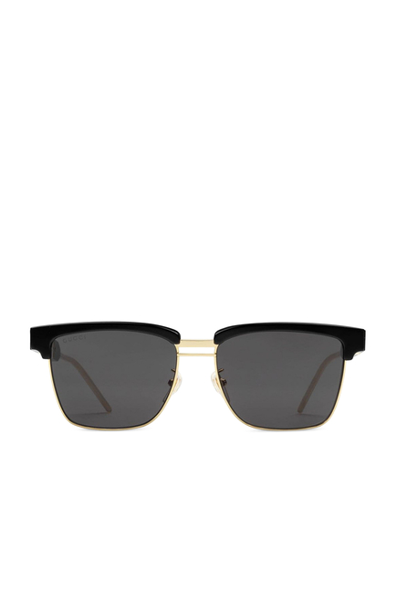 Square Acetate And Metal Sunglasses