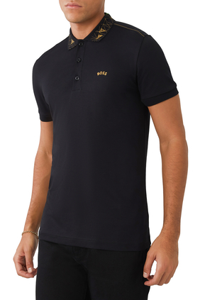 Polo Shirt With Grid Artwork
