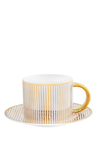 Pinstripe Teacup & Saucer Ivory