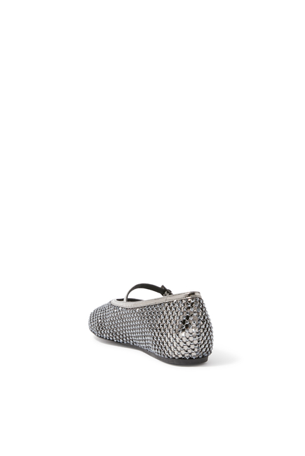 Pewter Fishnet Ballet Flat with Crystals