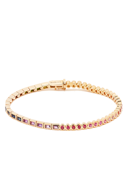 Rivière Baguette Bracelet, 18k Yellow Gold & Mixed Precious Stones