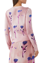 Floral Print Fine Wool Cardigan