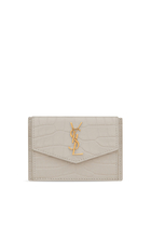 Uptown Card Case In Crocodile-Embossed Shiny Leather