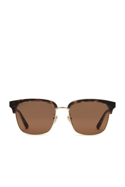 Rectangular-Frame Metal Sunglasses