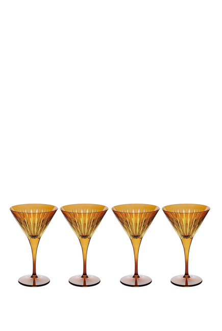 Prism Amber Martini Glass, Set of 4