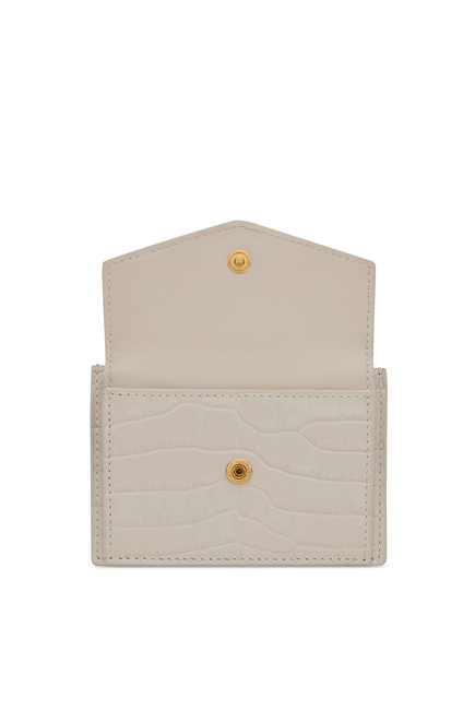 Uptown Card Case In Crocodile-Embossed Shiny Leather