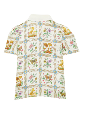Butterfly and Flower Print Silk Shirt