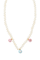 Pearl Necklace with Enamel Stones