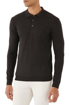 Long-Sleeve Knit Polo Shirt