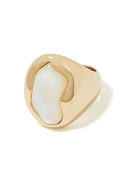 Sybil Ring, 18k Gold-Plated Brass & Mother of Pearl
