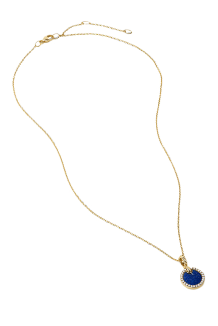 Petite DY Elements Pendant Necklace, 18K Yellow Gold With Lapis And Diamonds