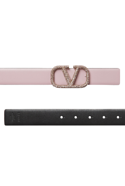 VLogo Signature Crystal Buckle Reversible Belt