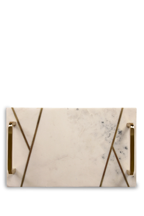 Small Marble Tray with Brass Inlay