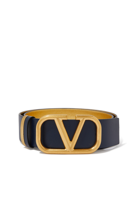 Valentino Garavani VLOGO Reversible Belt in Glossy Leather