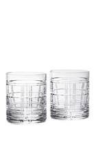 Hudson Plaid Double Old Fashioned Glass Set