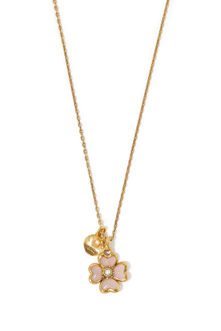 Talisman Four Leaf Clover Necklace, 24k Gold-Plated Brass with Freshwater Pearl