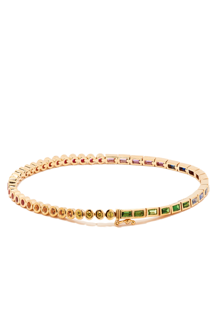 Rivière Baguette Bracelet, 18k Yellow Gold & Mixed Precious Stones