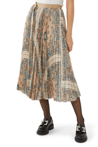 Bandana Print Pleated Midi Skirt