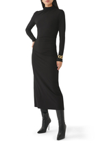 Turtle Neck Ruched Maxi Dress