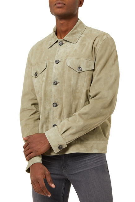 Buy Eleventy Military Green Suede Jacket for Mens | Bloomingdale's Kuwait