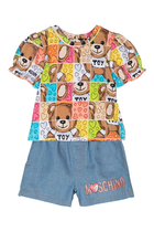 Kids Teddy Logo Print T-Shirt & Shorts Set