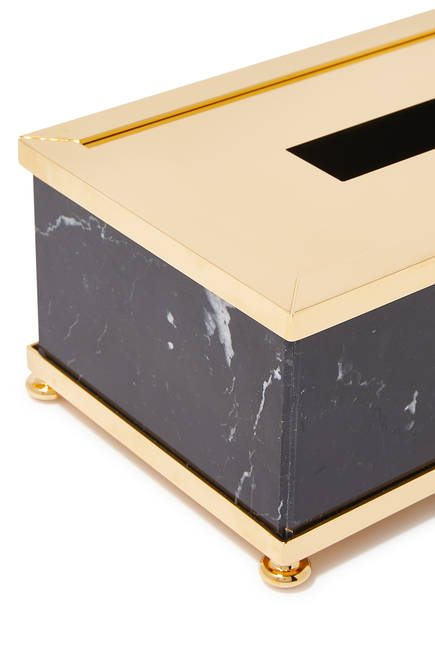 Marble Gold Tissue Box Holder, 24k Gold