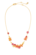 Paradise Floral Necklace, Plated Metal & Cubic Zirconia, Glass Stone