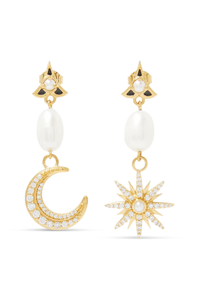 Harris Reed Moonlight Drop Earrings, 18k Gold-Plated Brass & Pearl