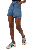 Denim Shorts with Horsebit Details