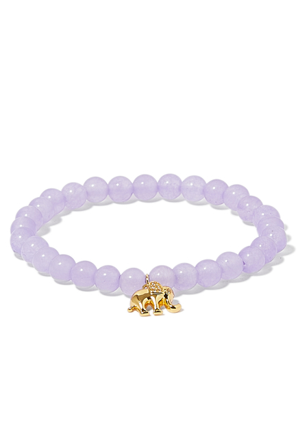 Rainbow Joy Elephant Stretch Bracelet, Gold-Plated Metal & Cubic Zirconia