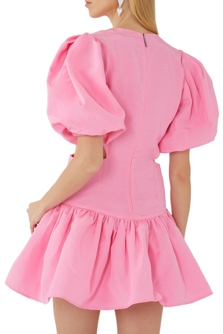 Puff-Sleeve Taffeta Mini Dress