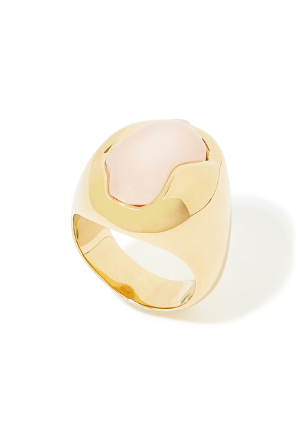 Sybil Ring, 18k Gold-Plated Brass & Rose Quartz