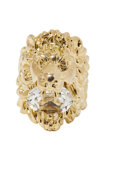 Crystal Lion Head Ring