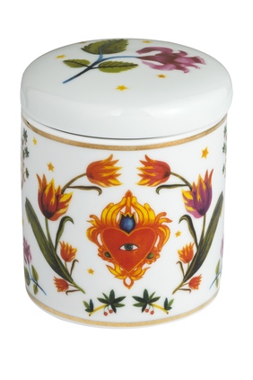 White Floral Candle Canister