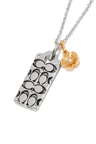 Quilted C Tag Pendant Necklace