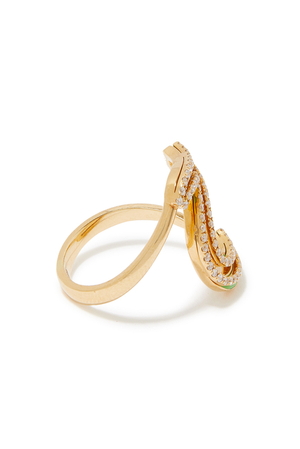Arabic Silhouette Ring, 18K Yellow Gold & Diamonds