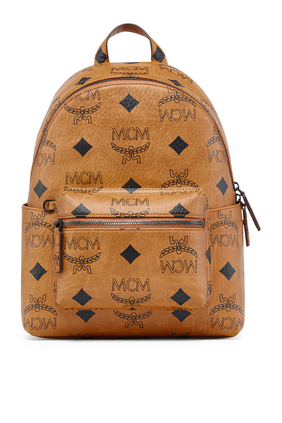 MCM Stark Classic Small Visetos Canvas Backpack Bag Blue - 15% OFF