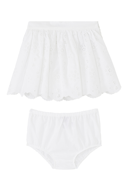 Kids Poplin and Broderie Anglaise Skirt