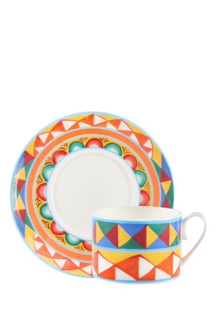 Carretto Arancio Fine Porcelain Tea Cup & Saucer