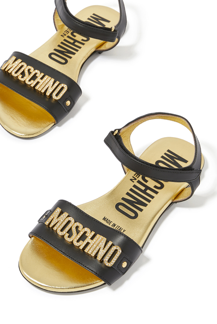 Kids Logo-Plaque Leather Sandals