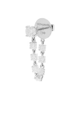 Chain Round Solitaire Single Earring, 18k White Gold & Diamonds