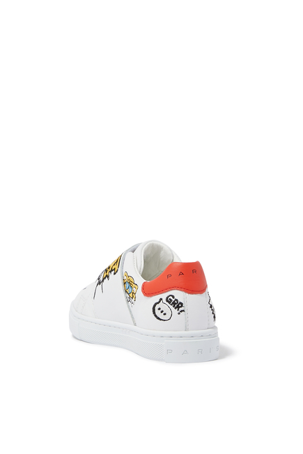 Kids Logo Patch Leather Sneakers