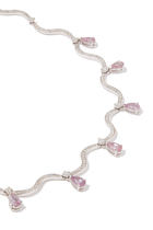 Wave Choker, 18k White Gold, Diamonds & Pink Sapphires