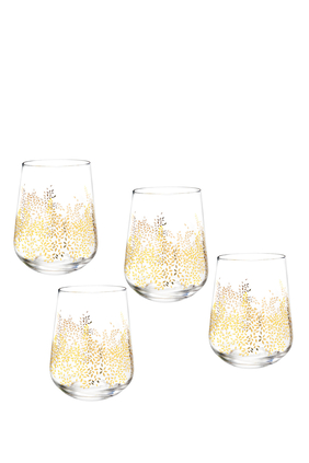 Chelsea Gold Leaf Stemless Wine Glass Set of 4