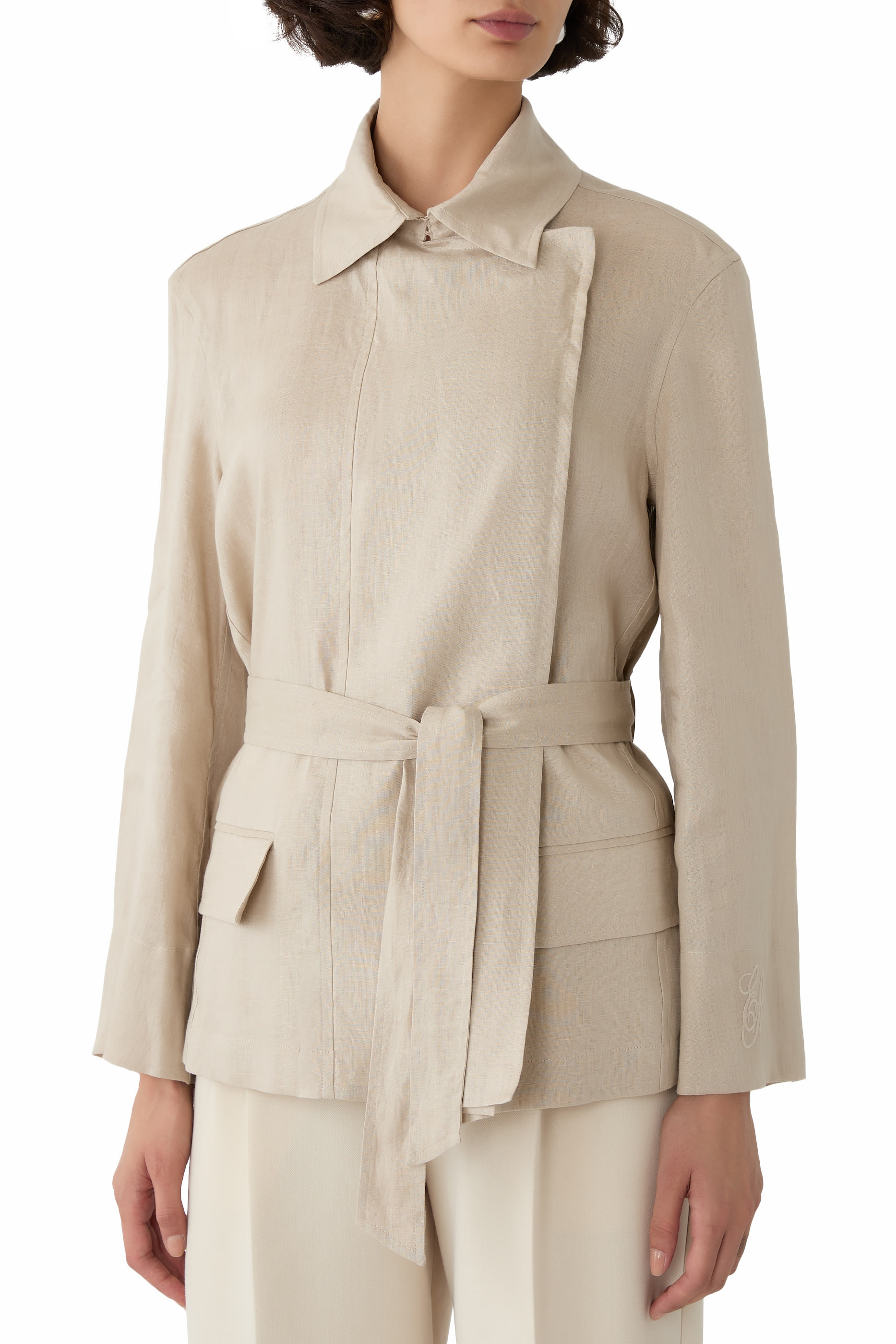 Pure Linen Shirt Jacket with Panel